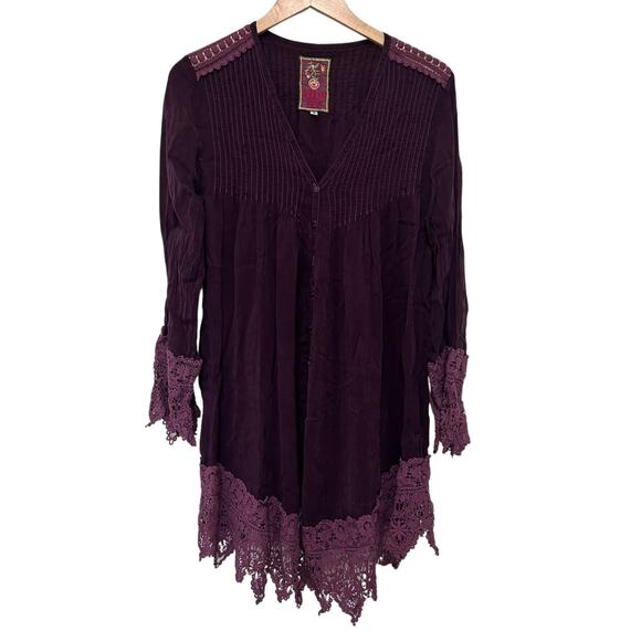 Johnny Was Tops - Johnny Was Purple Lace Tunic Dress Sz S